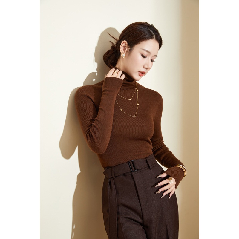 Breathable Merino Wool High Collar Slim-Fit Knitted Shirt – Wool Sweater and Womens Sweater price