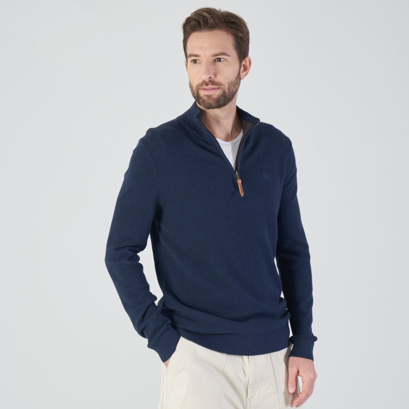 Hot-Sale Mens Fashion Quarter-Zipper High-Neck 100% Merino-Wool Pullover Jumper Sweater – Sweater and Mens Sweater price|M or L