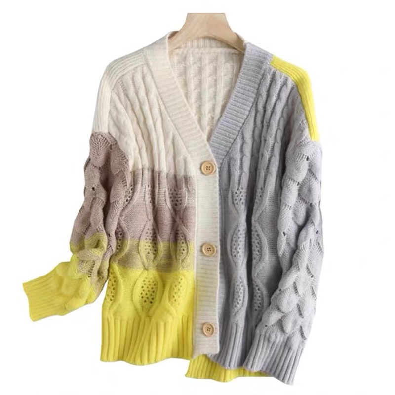 Ladies Contrast Colour Twisted Knitted Cardigan – Sweater and Ladies Sweater price