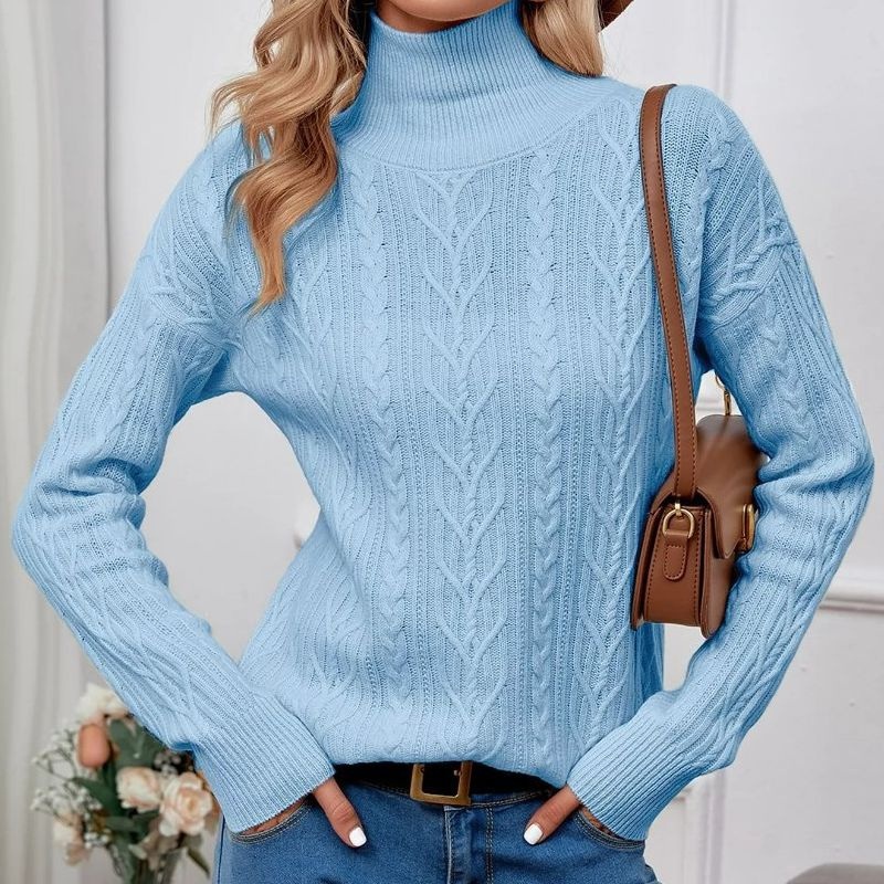 Merino-Wool & Cashmere Knitted Ladies Fashion High-Neck Cable-Knit Multi-Color Womens Pullover Jumper Sweater – Sweater and Cashmere price