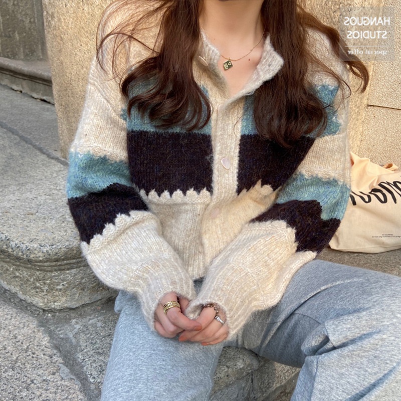 Nnr Spring Stripe Button Knit Cropped Long Sleeve Size Cardigan Women Sweater – Sweater and Women Sweater price