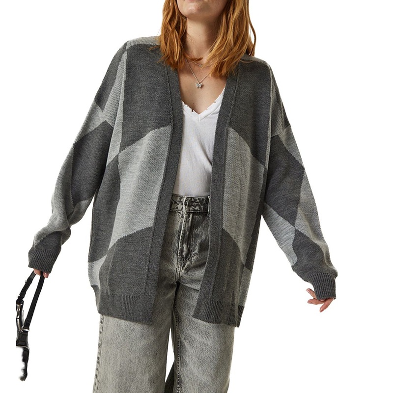 Stylish Grey Pattern Knit Cardigan Sweater for Women – Cardigan Women Sweater and Women Sweater price