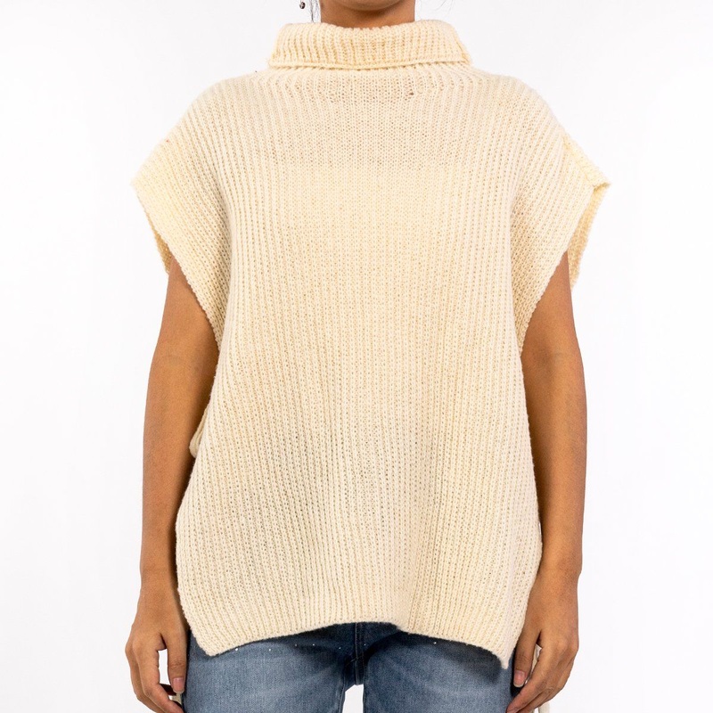 Summer Beige Lapel Slit Tie Knit Tank Top Sleeveless Pullover Sweater for Women – Top for Women and Long Tank Top price