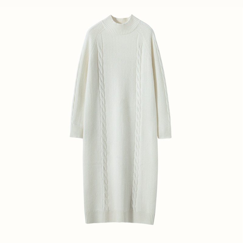 Womens Vintage Style Cashmere Thickened Autumn and Winter Knitted Dress Sweater – Everyday Clothing and Lady Garments price