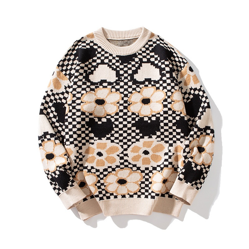 2024 New OEM Design Women Clothing Winter Warm Knitted Top Floral Print Casual Sweater Jumper – Women Sweater with Print and Japanese Print Sweater price