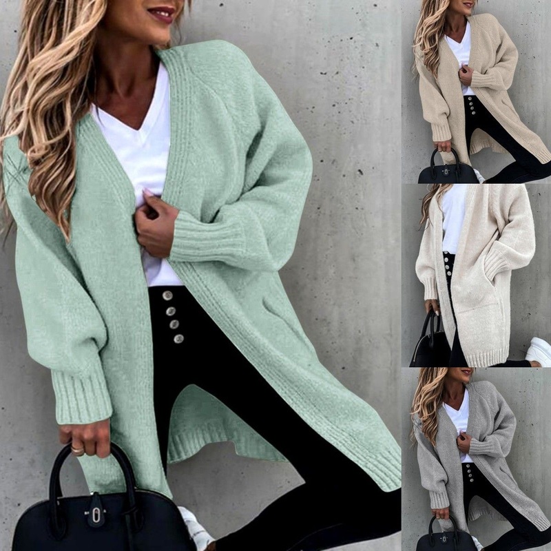 Autumn Winter Women Long Loose Warm Knitted Sweater Coat Cardigan – Cardigan Sweater Coat and Ladies Sweater price