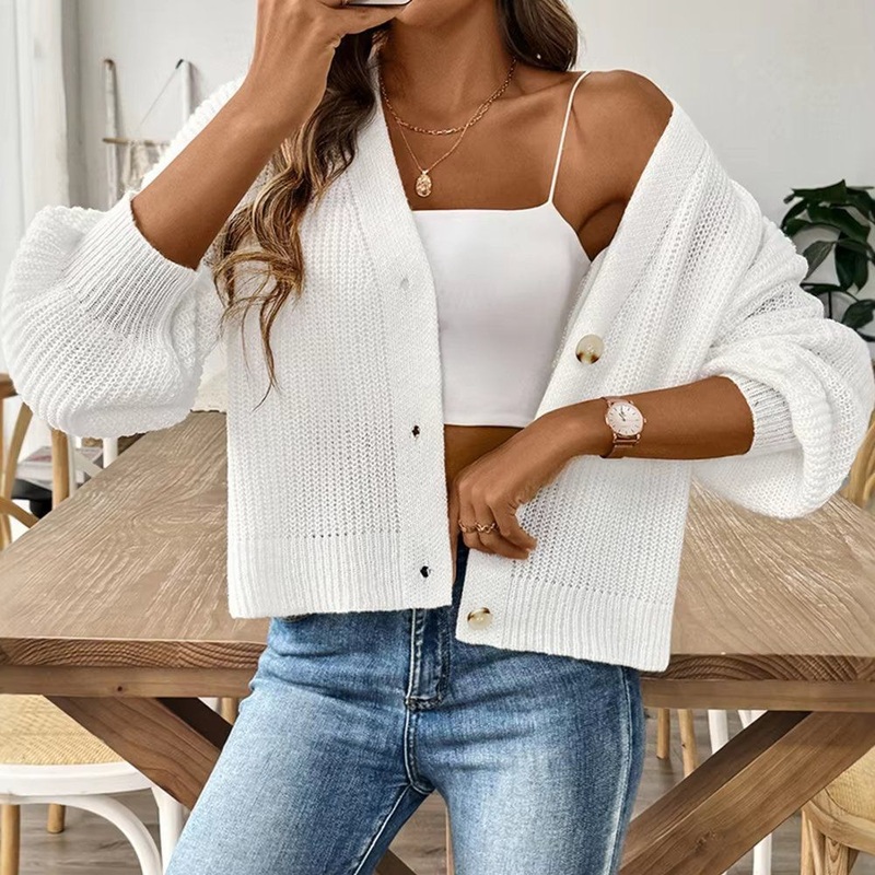 Casual French Single Breasted Long Sleeve Plunge Womens Sweaters – Sweater and Womens Sweaters price