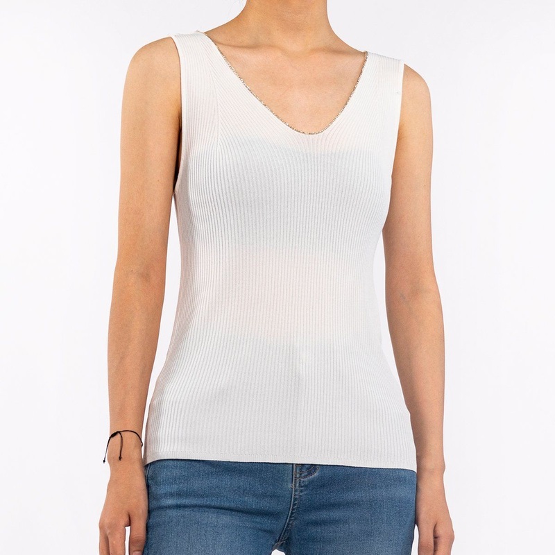 Casual White Knit Sleeveless Top Summer Ribbed Tank Tops for Women – White Tank Tops Women and Sweater Vest price