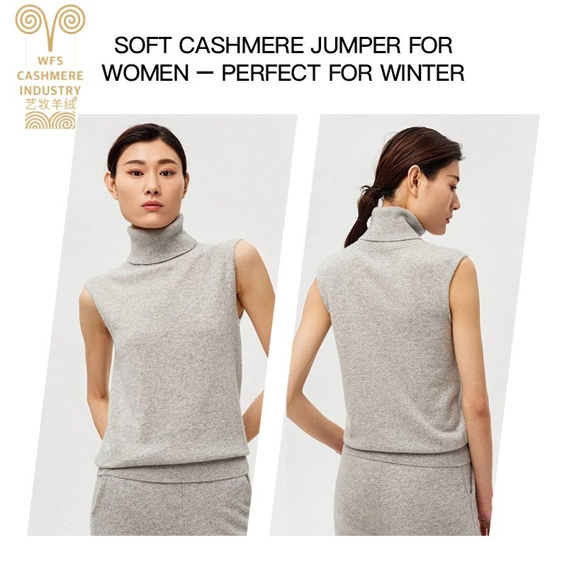 Luxury Cashmere Turtleneck Knit Sleeveless Sweater Vest for Women – Women Knitwear and Cashmere Sweater price