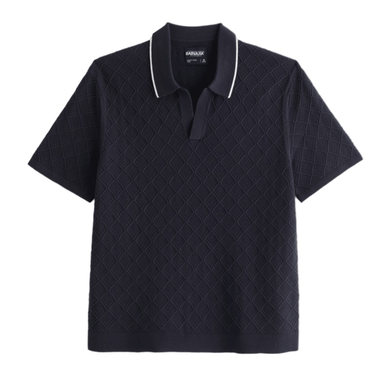 Mens Preppy Tipped Johnny Collar Polo Sweater for Summer Style – Summer Men Sweater and Mens Sweater price