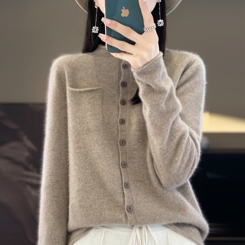 Weshallo Wholesale V Neck Cashmere Sweater Single Breasted 100% Cashmere Knitted Cashmere Wool Cardigan – Cashmere Wool Cardigan and Women Cardigan Coat price