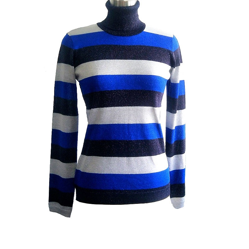 Womens Fit Style Turtleneck Pullover Long Sleeve Metallic Striped Sweater – Sweater and Ladies Sweater price