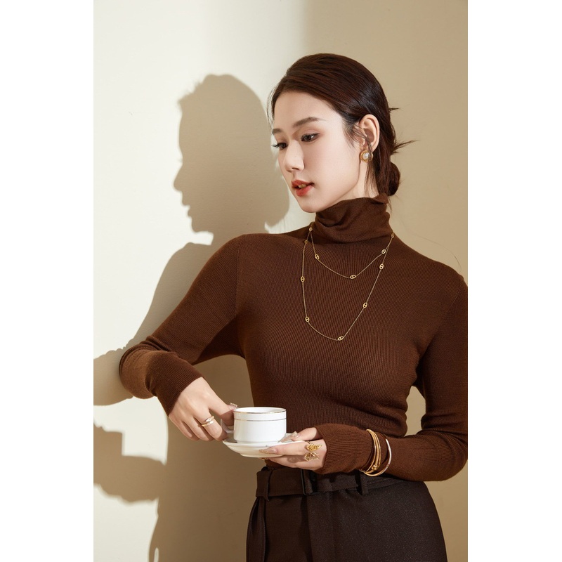 Womens Seamless Pure Wool Turtleneck Slim-Fit Base Layer Top – Wool Sweater and Womens Sweater price