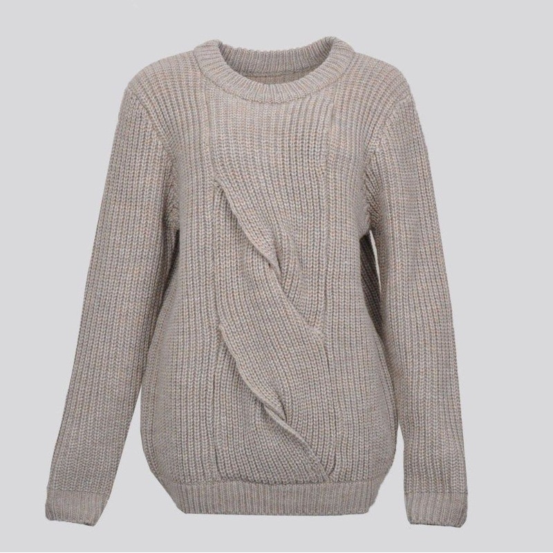 Wool Blended Round Neck Cable Knitwear Womens Sweater – Wool Blended Sweater and Round Neck Sweater price