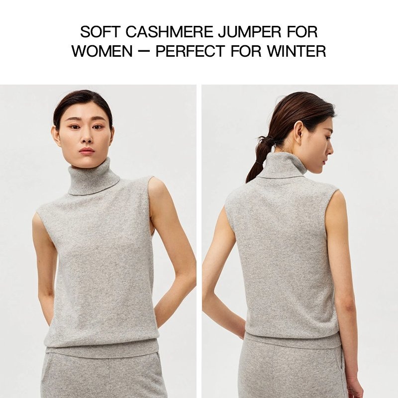 Autumn and Winter Logo, 100% Pure Cashmere High Neck, Wholesale of Ready to Wear Sleeveless Vest – Women Knitwear and Cashmere Sweater price