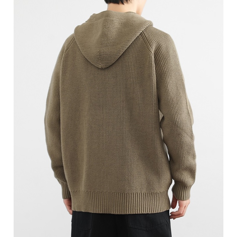 Custom Design Knitted Navy Half-Zipper Winter Cardigan Breathable Long Sleeve 100% Melange Cotton Men Sweaters – Men Hooded Cardigan and Mens Sweater price