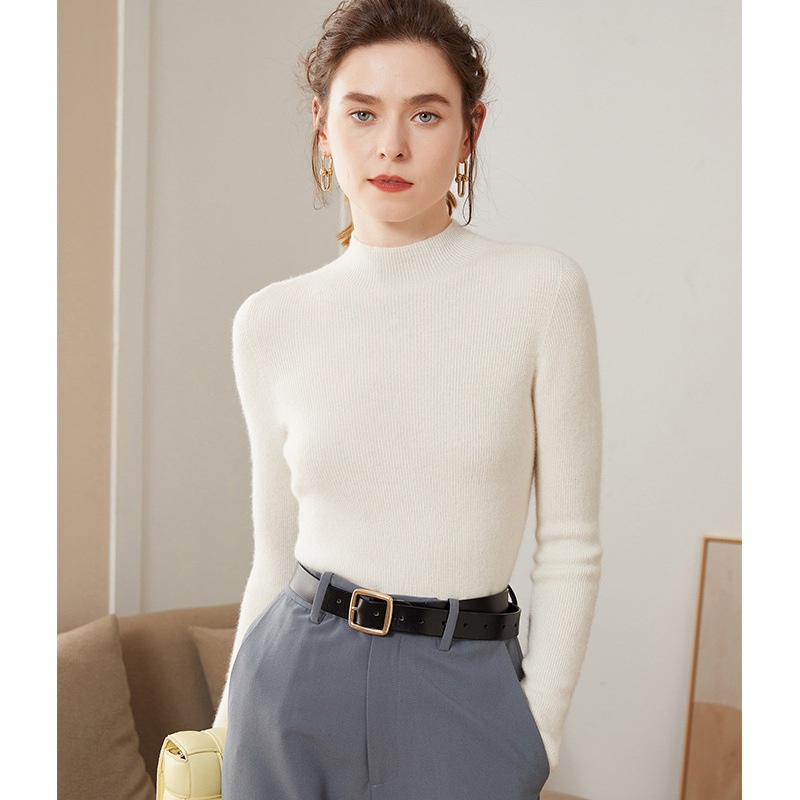 Half High Neck Cashmere Fashion Inner Slim Long Sleeve Knitted Sweater for Lady – Everyday Clothing and Womens Garments price