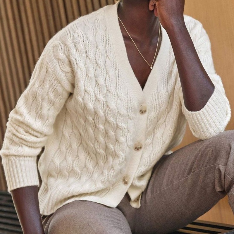 Merino Wool & Cashmere Knitted Ladies Fashion 7gg Cable-Knit Cardigan Sweater – Sweater and Knitted Cardigan price