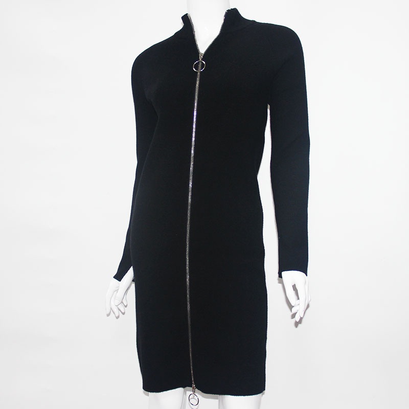 Pure Colour Zipper Spring and Autumn Ladies Knitted Long Cardigan Women Knitting Long Sleeve Sweater OEM Service Full Needle Construction – Sweater and Ladies Sweater price