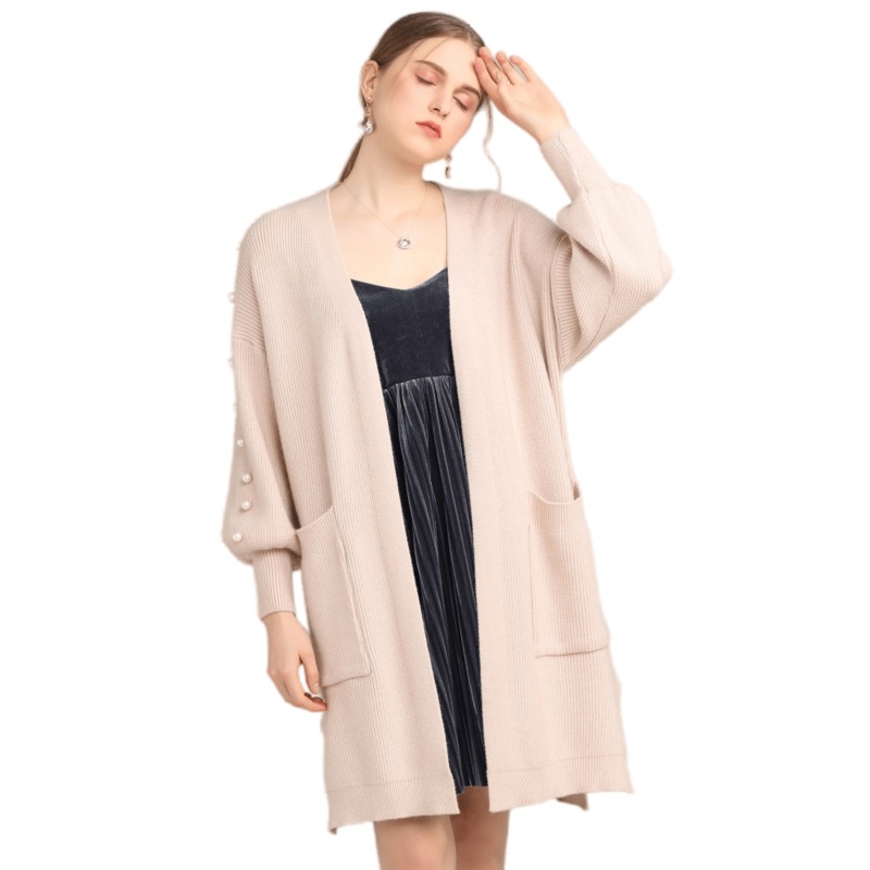 Stylish Womens Pink Knit Cardigan Sweater Featuring Pearl Design Accents – Women Cardigan Sweater and Pink Women Cardigan Sweater price