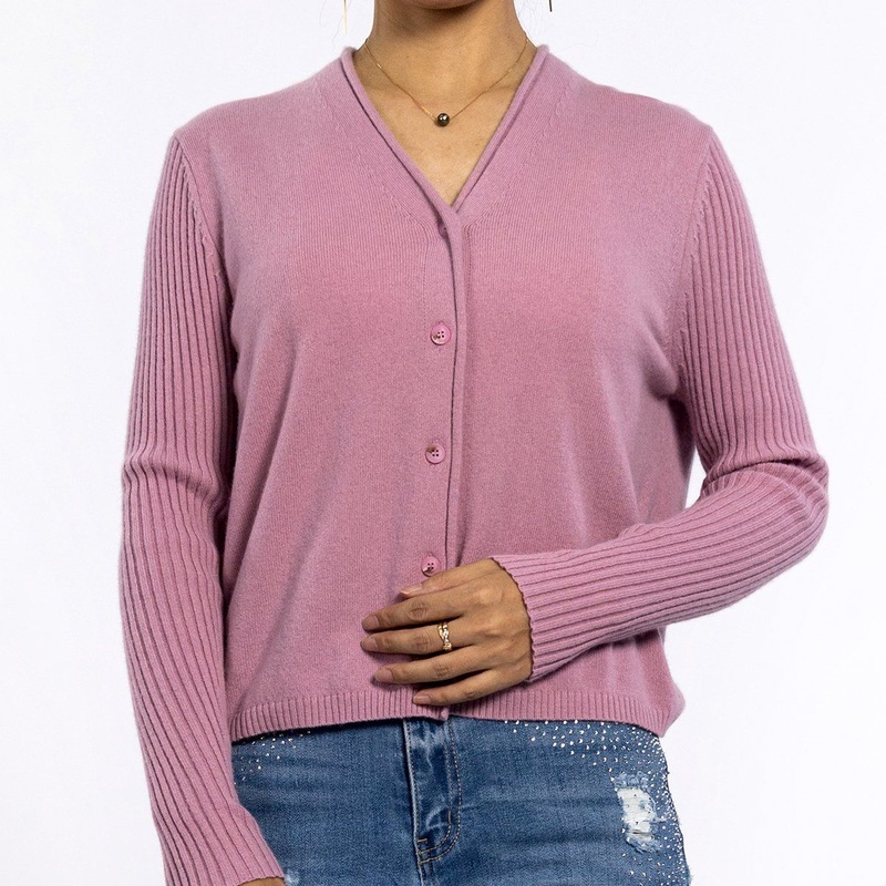 Summer Purple Long Sleeve Textured Short Knit Sweater Lightweight Womens Cardigan – Ladies Sweater and Cashmere Sweater price