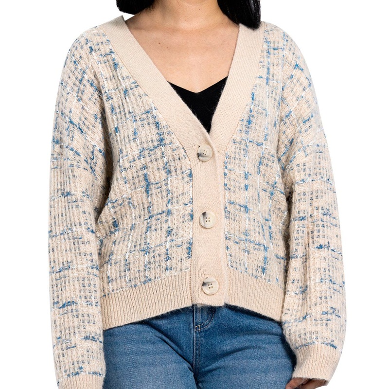 Vintage Color Clash Houndstooth Check V-Neck Long Sleeve Women Knit Cardigan – Knitwear and Custom Sweaters price