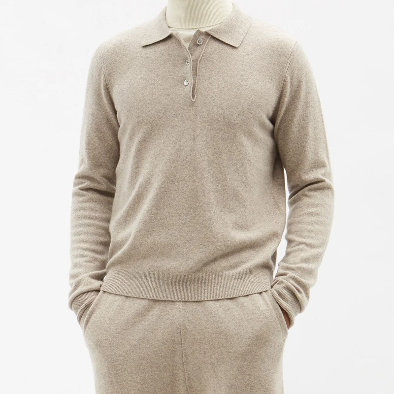 Wholesale Mens 100% Cashmere Sweater Classic Simple Style Cashmere Polo Neck Pullover Versatile Cashmere Polo Shirt – Bulk Polo Shirts for Men and Mens 100% Cashmere Shirts price|All Can Be Customized