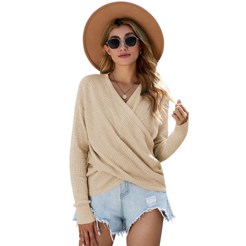 Winter Sexy Casual Long-Sleeved Cross Women Pullover Knit Sweater – Women Winter Sweaters and Ladies Sweater price