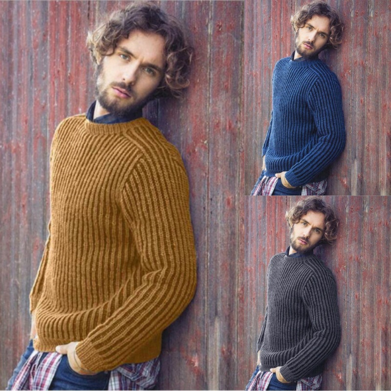 Winter Solid Color Long Sleeve Custom Men Pullover Sweater – Plus Size Mens Sweaters and Mens Pullover Knitted price