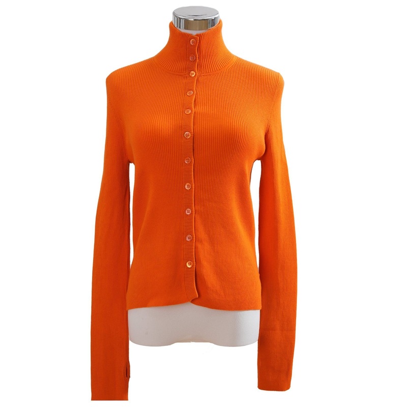 Womens 331g Bright Orange Pure Merino Wool Turtleneck Cardigan Sweater – Cardigan Sweater and Womens Sweater price