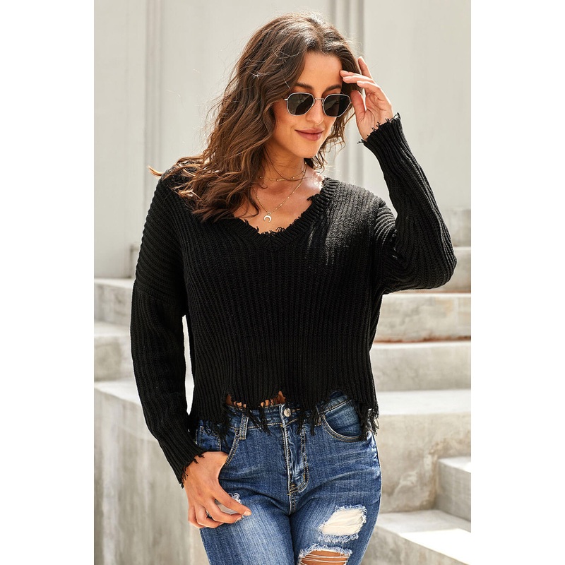 Womens Winter 2024 New Solid Color Casual Slim-Fit V-Neck Pullover Sweater – Everyday Clothing and Lady Garments price