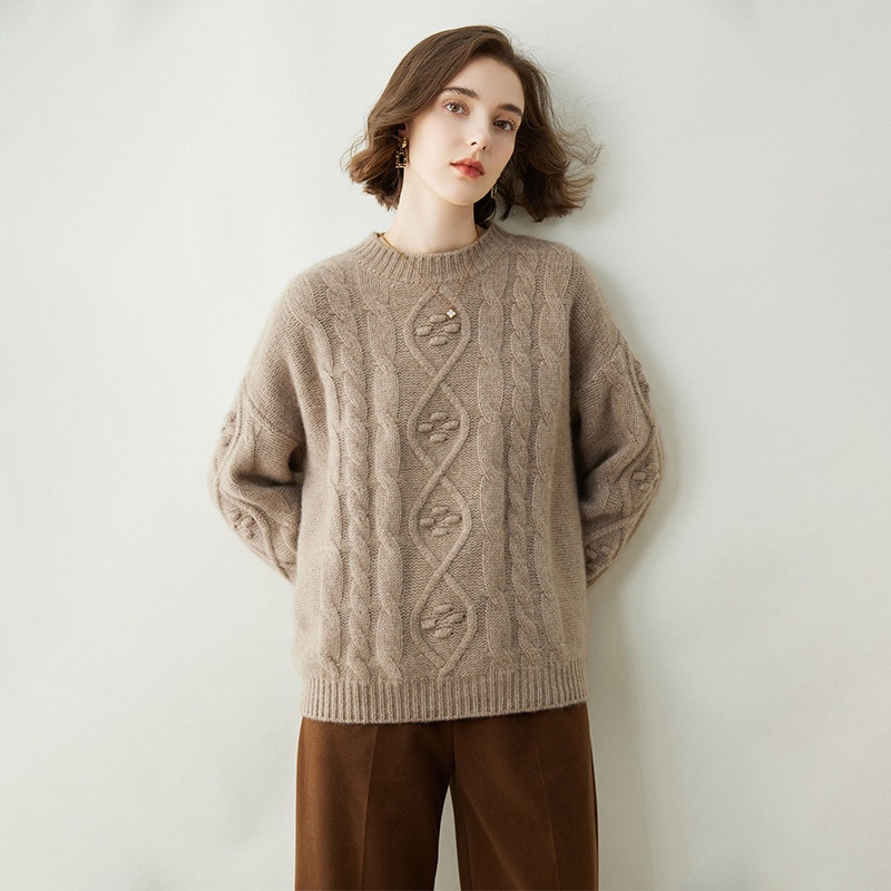 Autumn and Winter Loose Cashmere Thickened Pullover Twisted Flower Knitted Sweater for Women – Everyday Clothing and Ladys Garments price
