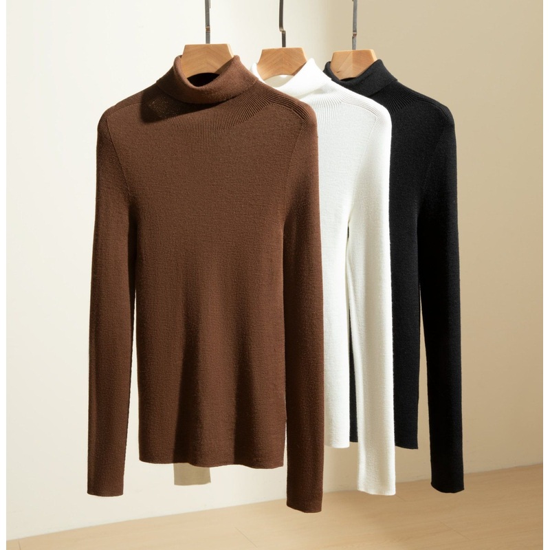 Autumn-Winter Womens Merino Wool Seamless High Neck Bottoming Shirt – Wool Sweater and Womens Sweater price