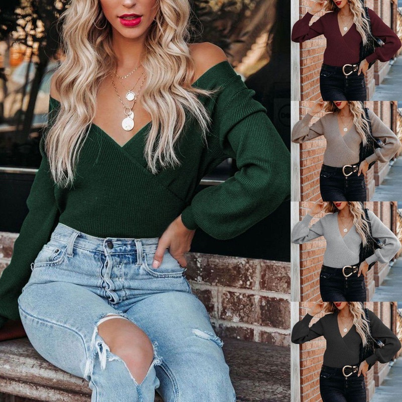 Casual Long Sleeve Solid Color V-Neck Women Pullover Sweater – Fall Sweaters Women and Knit Sweater Custom price