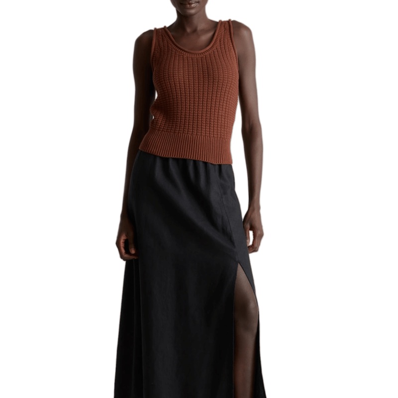 Chic Brown Cotton Waffle Tank Top for Stylish Summer Looks – Stylish Sweater and Brown Cotton Sweater price