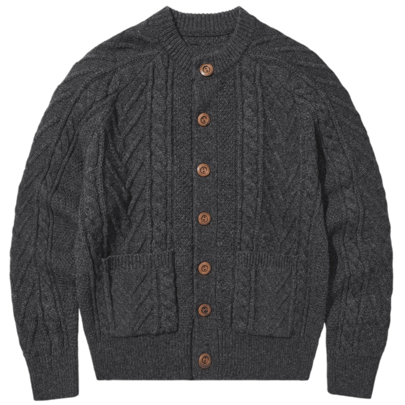 Classic Dark Grey Cable Knit Cardigan Sweater for Men – Cardigan Men Sweater and Cable Knit Cardigan Sweater price