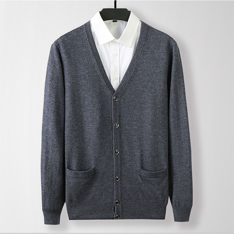 Classic Gray Solid Colour Mens Knitted Cardigan Casual Knitwear Top – Sweater and Men Sweater price