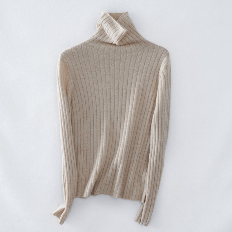 Classic Style Autumn Winter Rib Knit Pure Cashmere Turtleneck Ladies Sweater – Sweater and Cashmere Sweater price