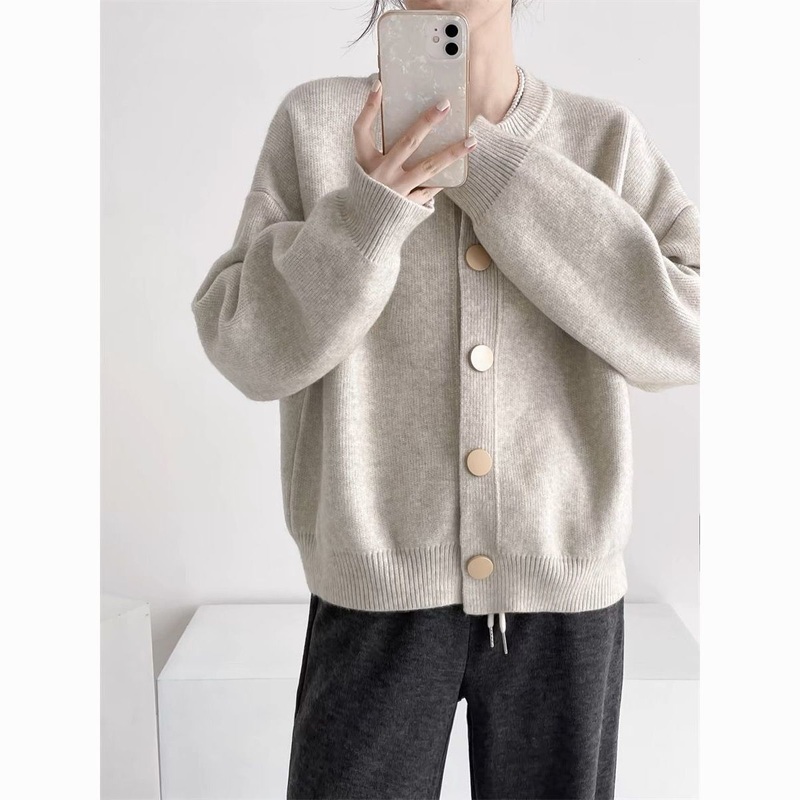Custom Women Sweater Knitting Cardigans Spring Autumn Short Style Knit Coat Ladies Long Sleeve V Neck Button Casual Female Top Cardigan – Female Top Cardigan and Women Cardigan Coat price