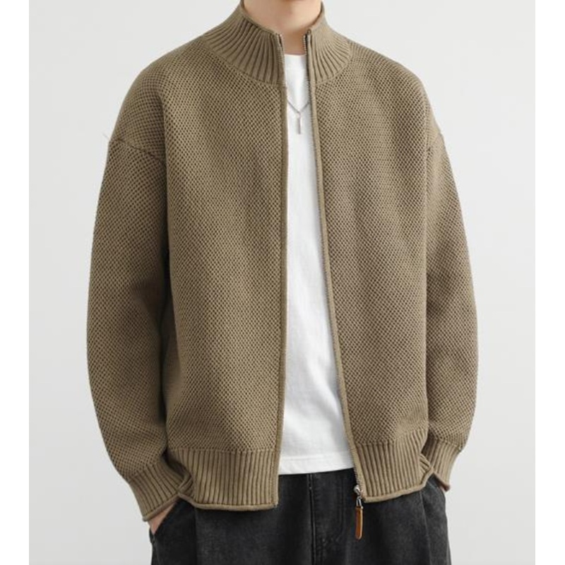 Factory OEM ODM Men Zip up Knitted Sweater Cardigan Adults Mens Mock Neck Zip Jacket Cardigan – Zip Jacket Cardigan and Sweater Cardigan price