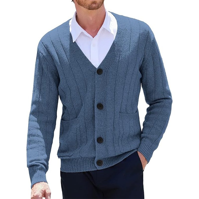 Mens Cardigan Sweater Knit V Neck Button up Sweaters Ribbed Cardigan Sweater with Pockets – ODM Supply Cardigan Sweater and Button Decorated Cardigan price