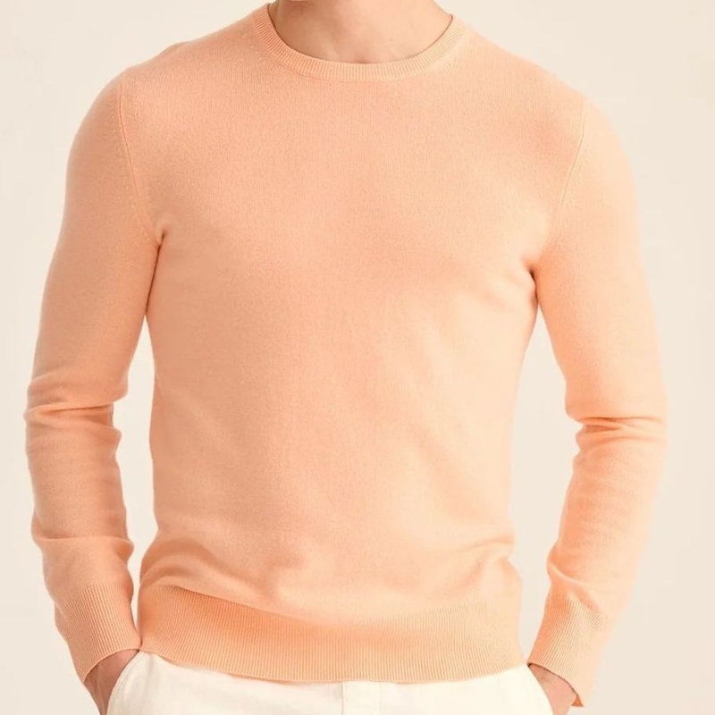 Pure Cashmere Knitted Mens Fashion Lightweight Crew Neck Pullover Sweater – Sweater and Cashmere price|M