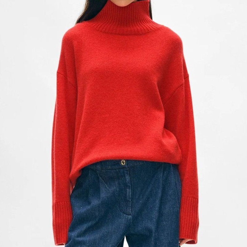 Pure Cashmere Knitted Womens Classic Style Shoulder-Drop Pullover Turtleneck Sweater – Sweater and Cashmere price