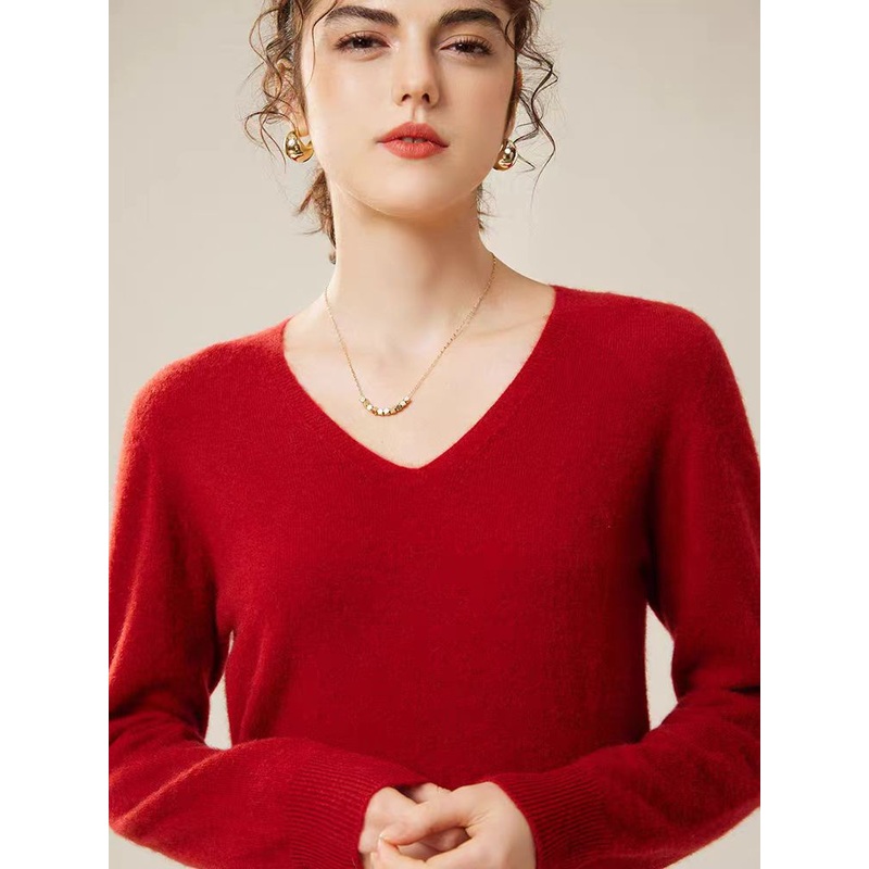 Wholesale Manufacturer Women Knitted Cashmere Sweater Pullover Winter V-Neck Sweater Knitwear – Women Sweater and Turtleneck Women Sweater price