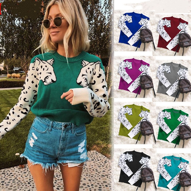 Winter Design Print Casual Loose Crewneck Sweater for Women – Womens Crewneck Sweater and Autumn Sweater price