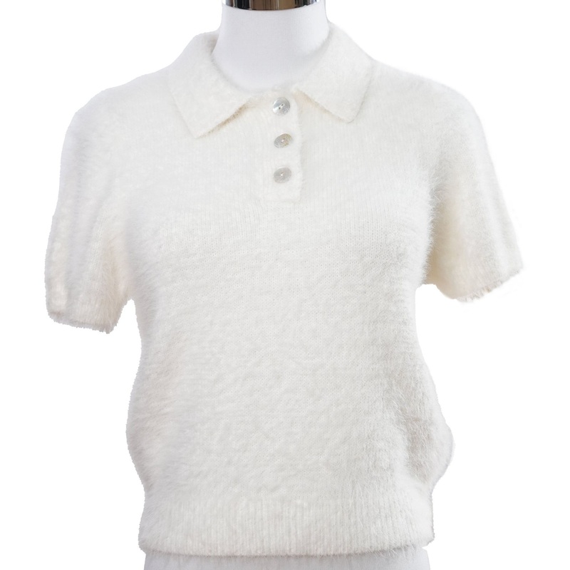 Womens Bright White Fuzzy Street Style Sweater Short Sleeve Fashion Clothing – Pullover Sweater and Womens Sweater price