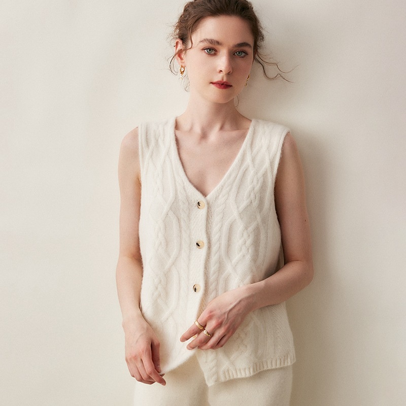 Womens Cashmere Knit Versatile and Thin Thick Section Sleeveless V-Neck Sweater – Everyday Clothing and Ladys Garments price