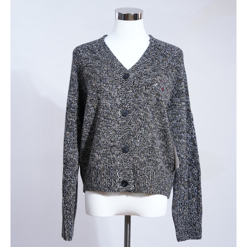 Womens Heather Grey Pure Wool Cardigan 397g Black & White Marled Blend – Cashmere Sweater and Womens Sweater price