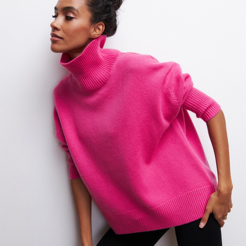 Womens Loose Fit High Collar Pullover in Soft Viscose, Stylish Womens Turtleneck Sweater in Multi-Color, No MOQ – Loose Fit Pullover and High Collar Pullover price