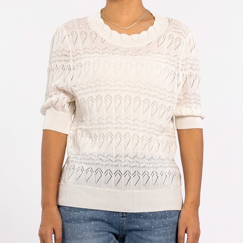 Womens White Hollow Crochet Wooden Earring Neck Slim Lightweight MID Sleeve Summer Sweater – Womens Sweaters Dressy and Knitwear price